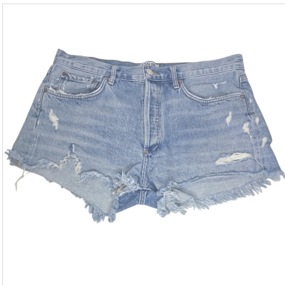 AGOLDE Parker Distressed Denim High Rise Shorts Size 30